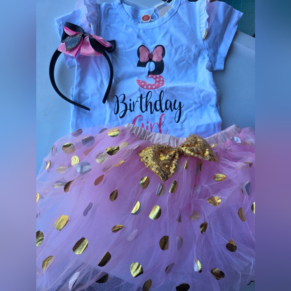 Pink and Gold Polka Dot Tutu Costume Set